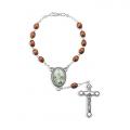  O.L. OF THE HIGHWAY AUTO ROSARY BROWN WOOD BEADS 